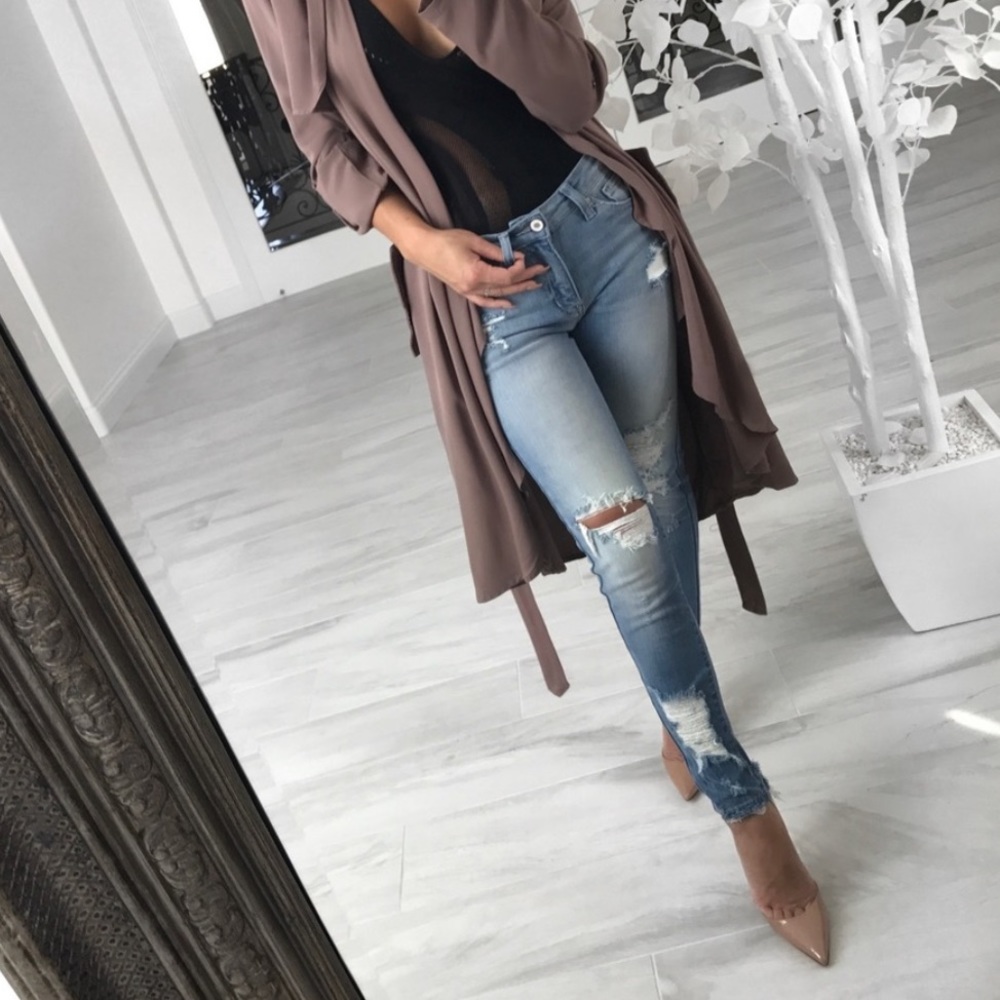 Blue buffed soft denim